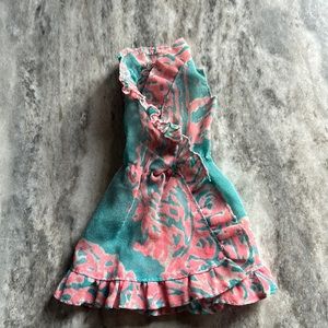 Barbie Dress, 1970 - 1971 Ruffle and Swirl, blue and pink chiffon